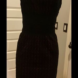 Alaia Black knit Dress red underlay sz 40